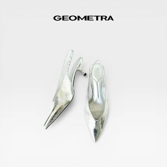 Giày cao gót bít mũi hở gót da nứt Rift