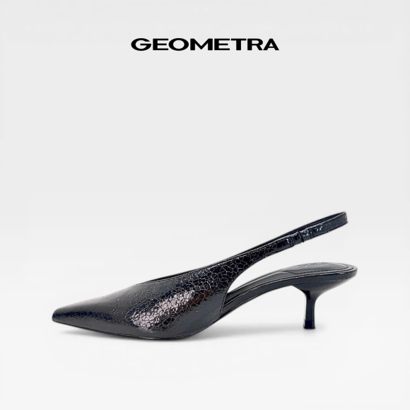 Giày cao gót bít mũi hở gót da nứt Rift