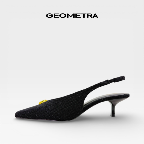 Slingback cao gót bít mũi hở gót Champagne Opal WSB0525 - GEOMETRA