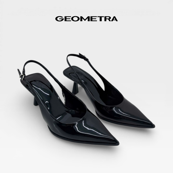 Giày Slingback hở gót da Noir Sapphire - WSB0425