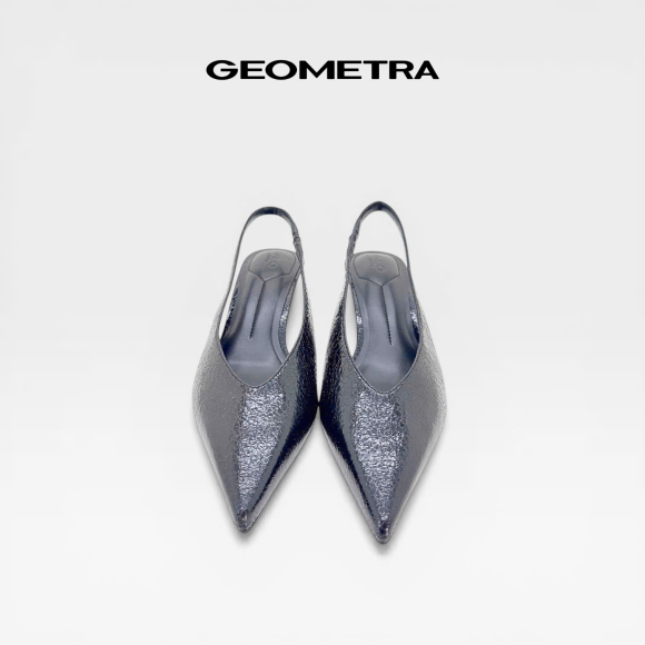 Giày cao gót bít mũi hở gót da nứt Rift