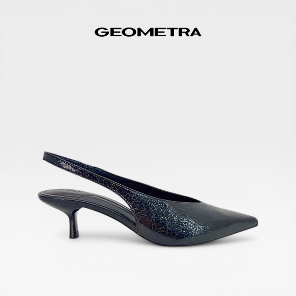 Giày cao gót bít mũi hở gót da nứt Rift