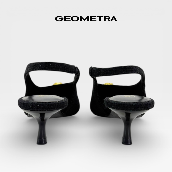 Slingback cao gót bít mũi hở gót Champagne Opal WSB0525 - GEOMETRA