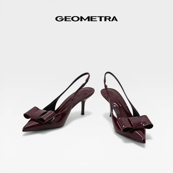 Giày Slingback Nơ Burgundy Muse - 14WSB0825