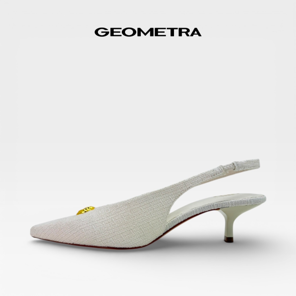 Slingback cao gót bít mũi hở gót Champagne Opal WSB0525 - GEOMETRA