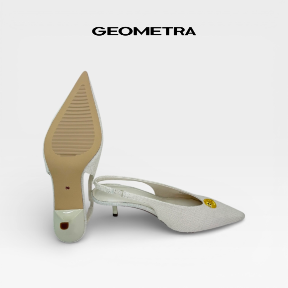 Slingback cao gót bít mũi hở gót Champagne Opal WSB0525 - GEOMETRA